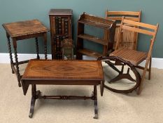 FURNITURE ASSORTMENT to include reproduction sofa table, 48cms H, 84cms W, 43cms D, a square