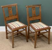 ARTS & CRAFTS STYLE VINTAGE SCHOOL/CHAPEL CHAIRS (2), 83cms H, 42cms W, 36cms D