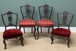 ANTIQUE SALON TYPE CHAIRS - four similar with carved backs