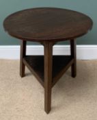 ANTIQUE OAK CRICKET TABLE, 60cms H, 61cms diameter