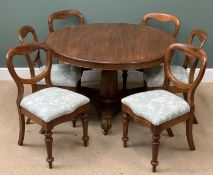 ANTIQUE MAHOGANY TILT TOP BREAKFAST TABLE with circular top, 73cms H, 120cms diameter and six