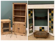 FURNITURE ASSORTMENT - pine bookcase with three deep shelves and base cupboard doors, 183cms H,