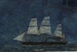 ELFYN ROBERTS watercolour - titled 'Royal Charter' initialled and with blind stamp to mount, 23 x