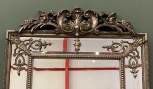 LARGE ORNATE MIRROR - silvered and gilt framed, 185 x 92cms