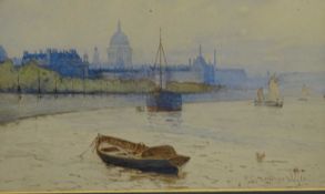 HENRY CHARLES SEPPING WRIGHT (1850 - 1937) watercolour - boats on the Thames with St Pauls in the