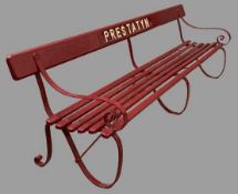 VINTAGE SLATTED RAILWAY STATION BENCH FOR PRESTATYN - 85cm H x 305cms W x 70cms D