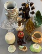 CHINESE FAMILLE VERTE VASE - 34cms tall, Crown Ducal, Carltonware, Sylvac, Continental monk decanter