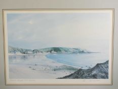 CLAUDE WANE oil on board - fishermen at Cemaes Bay entitled 'The Beach Cemaes NW', 39.5 x 32cms,