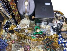 VINTAGE & LATER COSTUME JEWELLERY & LADY'S WRISTWATCHES - a mixed quantity to include various