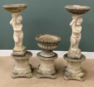 PLUS LOT 38 - GARDEN STONEWARE - three circular topped Corinthian style stoneware bases, two with
