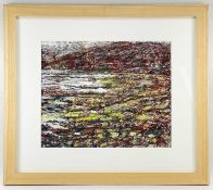 ‡ DAVID VIBERT acrylic - entitled 'Gower Coast - Incoming Tide', 65 x 78cms, in glazed and mounted