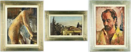 ‡ ROI SHAPIRO, three oils on board - nude female, signed, 30x 24cm; portrait of a man, signed, 33