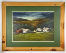 ‡ WENDY LLOYD gouache - entitled verso on Albany Gallery label 'Fferm Ffair Rhos', signed, 40 x