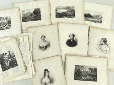 LARGE QUANTITY OF LOOSE ANTIQUE ENGRAVINGS many of Scottish interest with titled landscapes, also