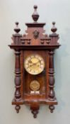 SMALL GERMAN WALNUT WALL CLOCK, Vienna regulator type, 82cm h