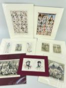 CRICKET: assorted hand-coloured cricketing engravings, including 'Our Leading Cricketers 1888', 'Our