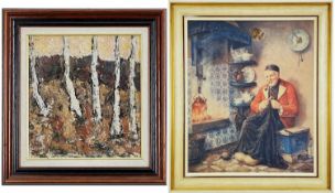 PETER J. EVANS, oil on board - 'Silver Birch', signed, dated '99 and titled verso, 29 x 27cm; and