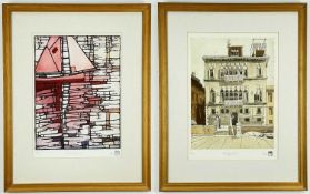 TOM JONES limited edition (9/20) aquatint etching - sail-boat, titled 'Tuileries I', monogram stamp,