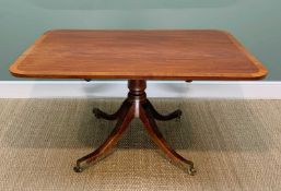 GEORGE IV MAHOGANY & ROSEWOOD CROSSBANDED BREAKFAST TABLE, tilt-action top on short baluster