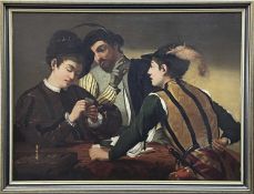 AFTER MICHELANGELO MERISI DA CARAVAGGIO, 19th Century, oil on canvas - 'The Cardsharps', 95 x