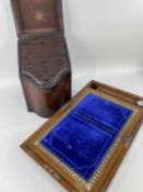 GEORGE III MAHOGANY KNIFE BOX & VICTORIAN WALNUT SLOPE, box with star-inlaid angled top, fitted