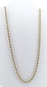 14CT YELLOW GOLD SPIRAL NECKLACE, 70cms long, 26.8gms Provenance: private collection