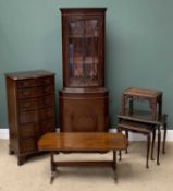 REPRODUCTION FURNITURE ASSORTMENT to include serpentine front narrow chest of drawers, 104cms H,