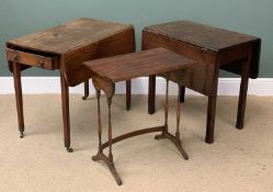 OCCASIONAL TABLES (3) to include antique oak single drawer Pembroke table, 73cms H, 83cms W, 49cms