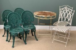 GARDEN FURNITURE - all-metal bistro style set comprising circular table, 74cms H, 70cms diameter