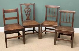 ANTIQUE OAK FARMHOUSE CHAIRS (4), a near pair and two others