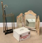 VINTAGE ASORTMENT to include a brass stickstand, 64cms H, 31cms w, 19cms D, quantity of sticks,