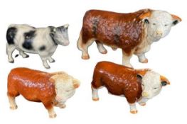 MELBAWARE & OTHER POTTERY BULLS (4) - 26cms H, 42cms L the largest