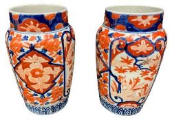 IMARI VASES, A GOOD PAIR - 26cms tall