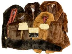 VINTAGE FUR COATS, stoles and beadwork bags, ETC including four waist length jackets, full length