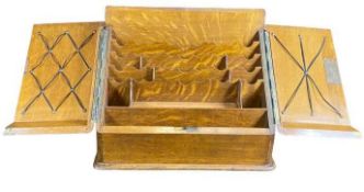 ANTIQUE OAK DESKTOP STATIONERY CABINET - an excellent example, 32cms H, 40cms W, 25cms D