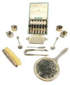 SMALL SILVER - a mixed quantity to include a cased set of six teaspoons, Sheffield 1945, Maker