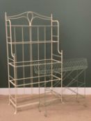 METAL BOOKSHELF - frame only, 188cms H, 101cms W, 45cms D and a metal planter stand, 94cms H, 114cms
