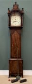 LONGCASE CLOCK - Victorian mahogany with painted dial - 'Harland of Hull', twin weights and pendulum