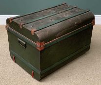 VINTAGE METAL TRUNK 'The Douglas - Uttleys Patent No. 3160', 52cms H, 77cms W, 54cms D