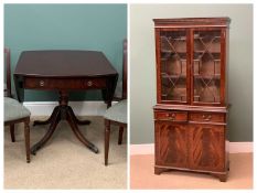 DINING TABLE & FOUR CHAIRS, the table having a single pedestal with drop sides and single drawer, by