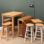 FURNITURE ASSORTMENT to include light wood gate leg table containing four folding chairs, 75cms H,