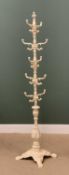 ANTIQUE HAT & COAT STAND - painted cast iron heavy quality on paw feet, 199cms H, (base 64 x 64cms)