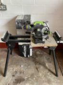 EVOLUTION CHOP/MITRE SAW and a folding roller bench E/T