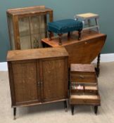 FURNITURE ASSORTMENT to include single door china cabinet, a polished two-door cupboard, barley
