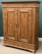 ANTIQUE PINE STYLE FRENCH TWIN-DOOR WARDROBE (Easy to dismantle) - 199cms H, 164cms W, 60cms D