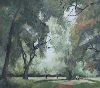 BRYN RICHARDS oil on board - Roath Park, Late Summer, 59 x 51cms