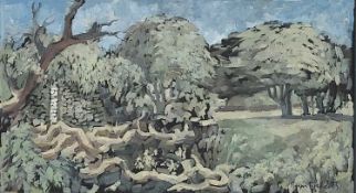 BRYN RICHARDS oil on board - Country Path, Gwaelod-y-Garth, 48 x 27cms