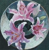 BRYN RICHARDS oil on canvas - Lillies, 40 x 40cms