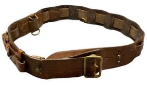 HUNTING INTEREST - vintage leather ammunition belt,118cms L