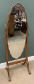 CHEVAL MIRROR - Continental Empire style, herringbone veneered, 168cms H, 60cms W, 45cms D